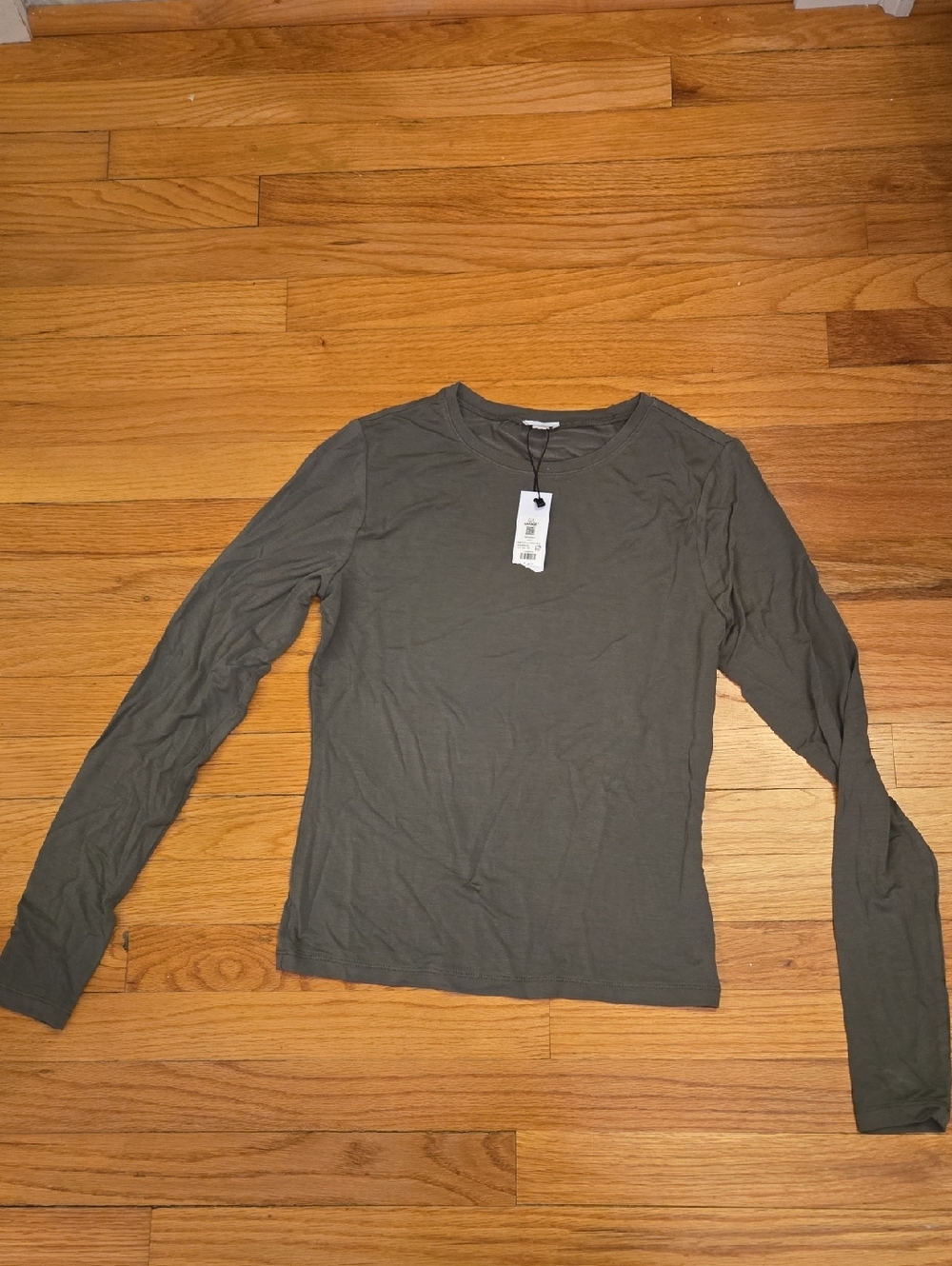 Garage Olive Green Long Sleeve Crew Neck Tee
